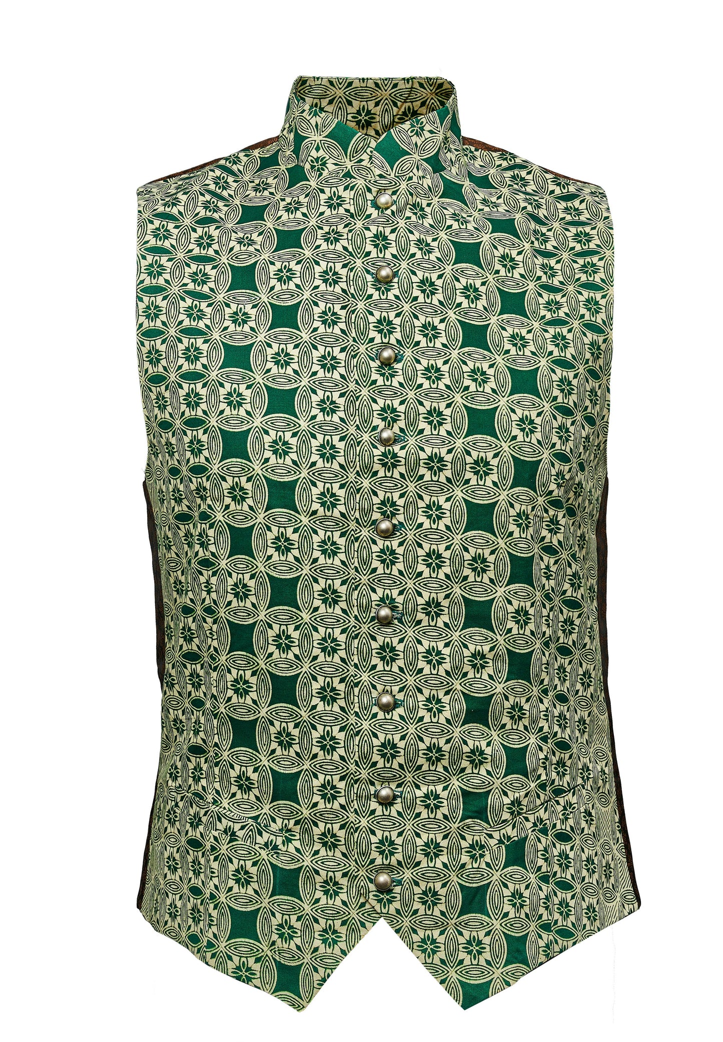 Vest "Diallo" with batik print turquoise brown