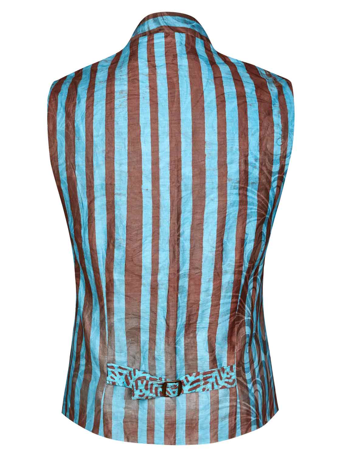 Vest "Diallo" with batik print turquoise brown