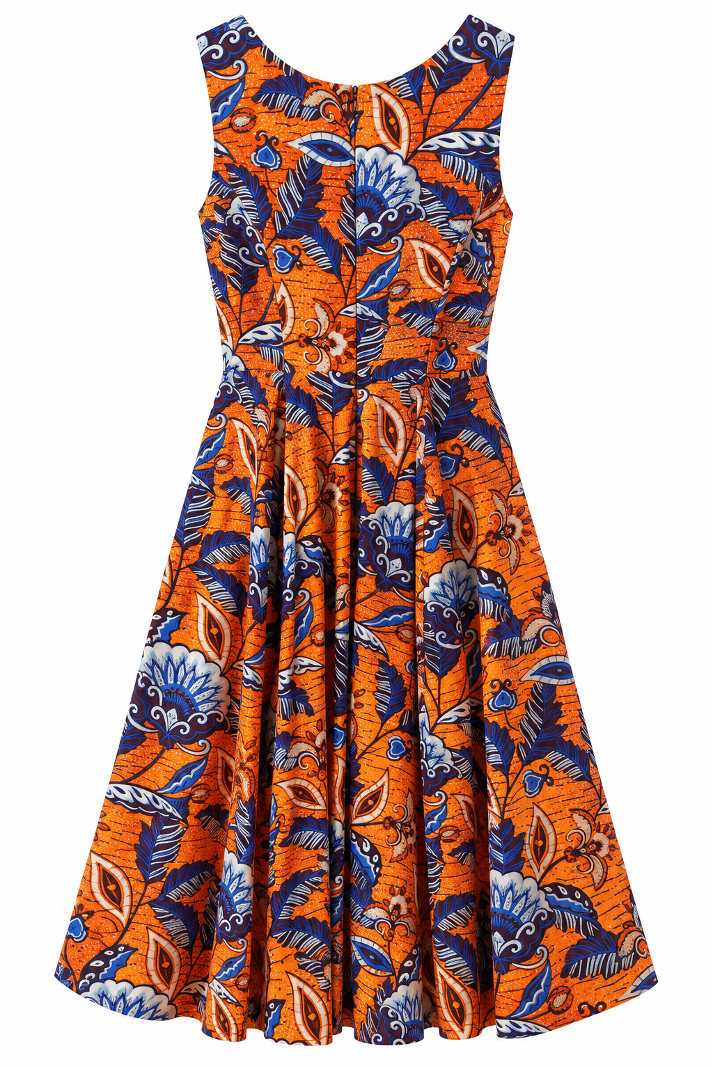 KLEID |  ORANGE BLAU SILBER