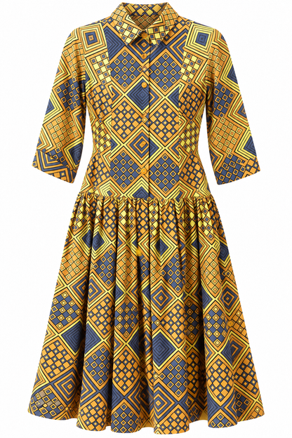 KLEID | GOLD BLAU
