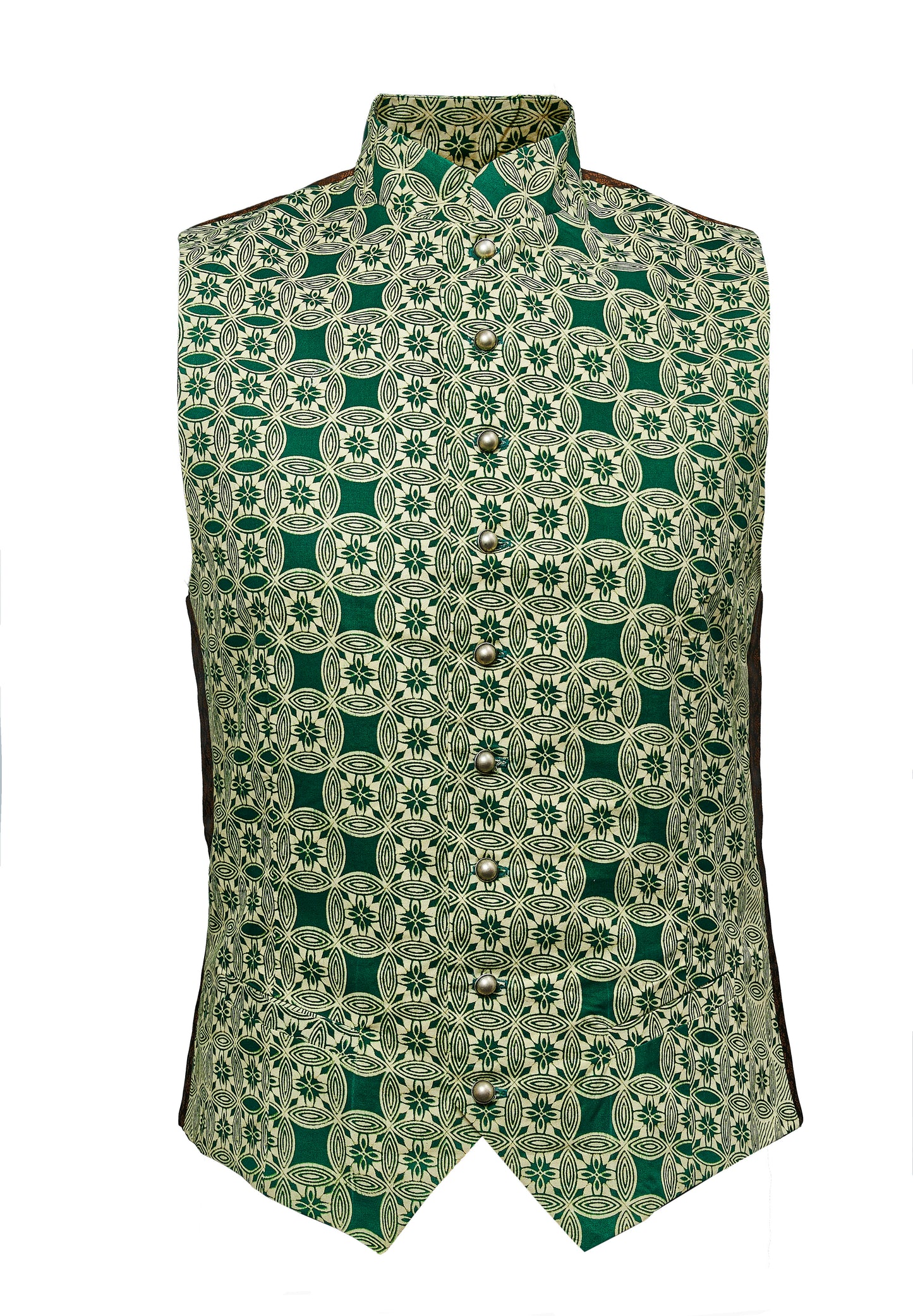 Vest "Diallo" with batik print turquoise brown