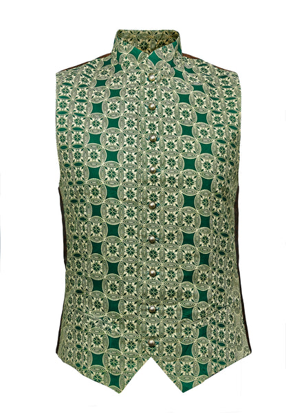 Vest "Diallo" with batik print turquoise brown