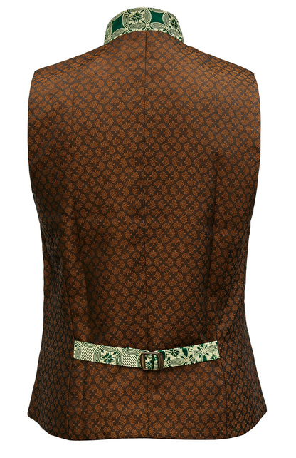 Vest "Diallo" with batik print turquoise brown