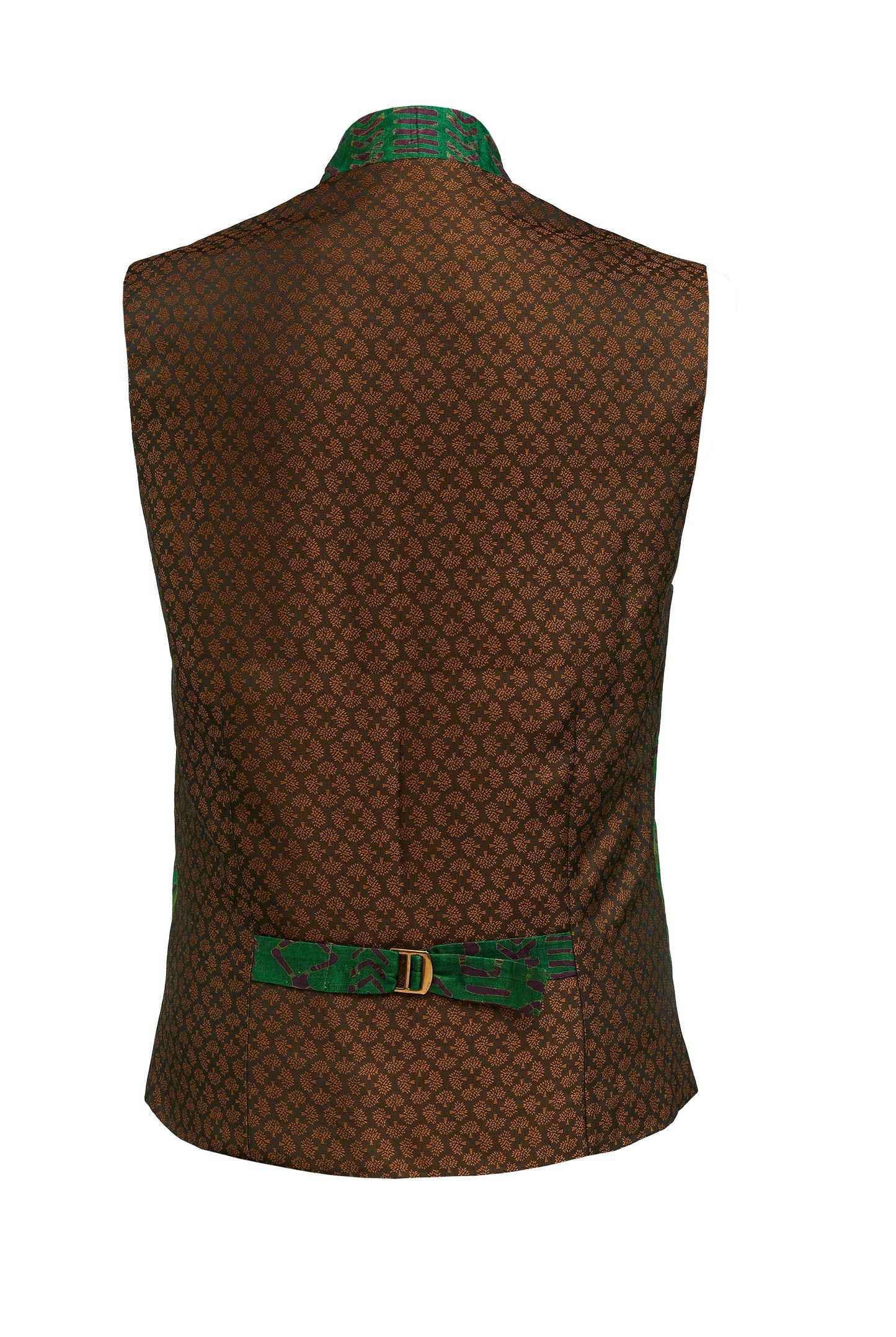 Vest "Diallo" with batik print turquoise brown