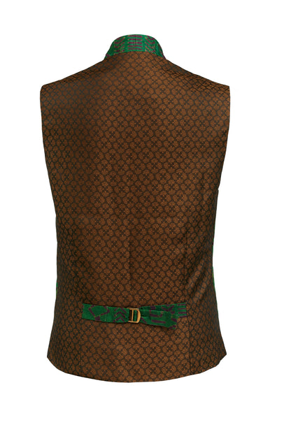 Vest "Diallo" with batik print turquoise brown