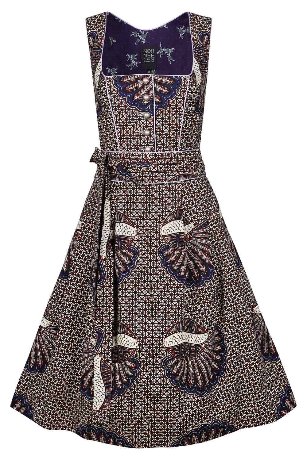 DIRNDL TÉRÉ | GRAFISCHER WAXPRINT IN BEIGE UND BLAU