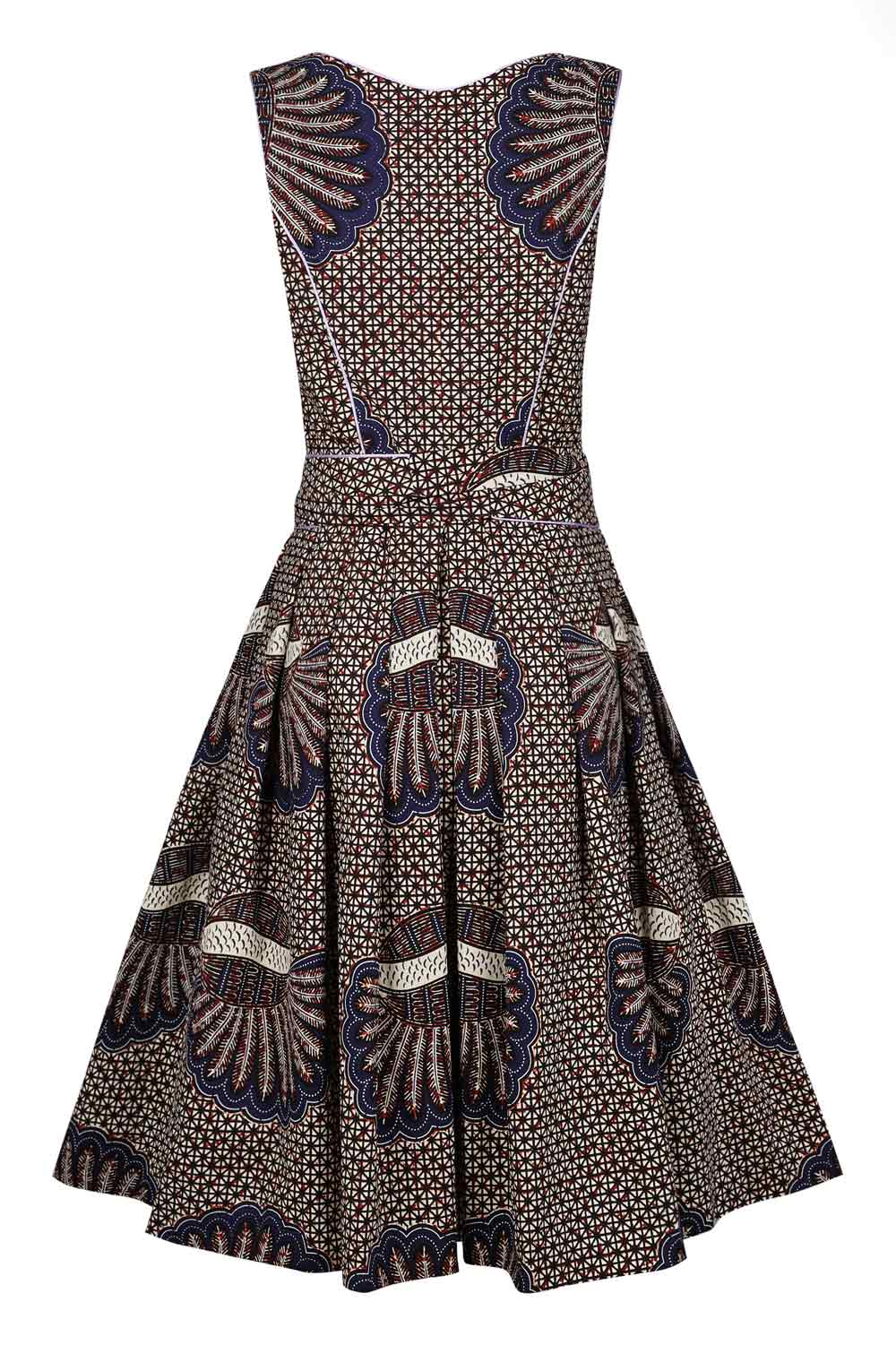 DIRNDL TÉRÉ | GRAFISCHER WAXPRINT IN BEIGE UND BLAU