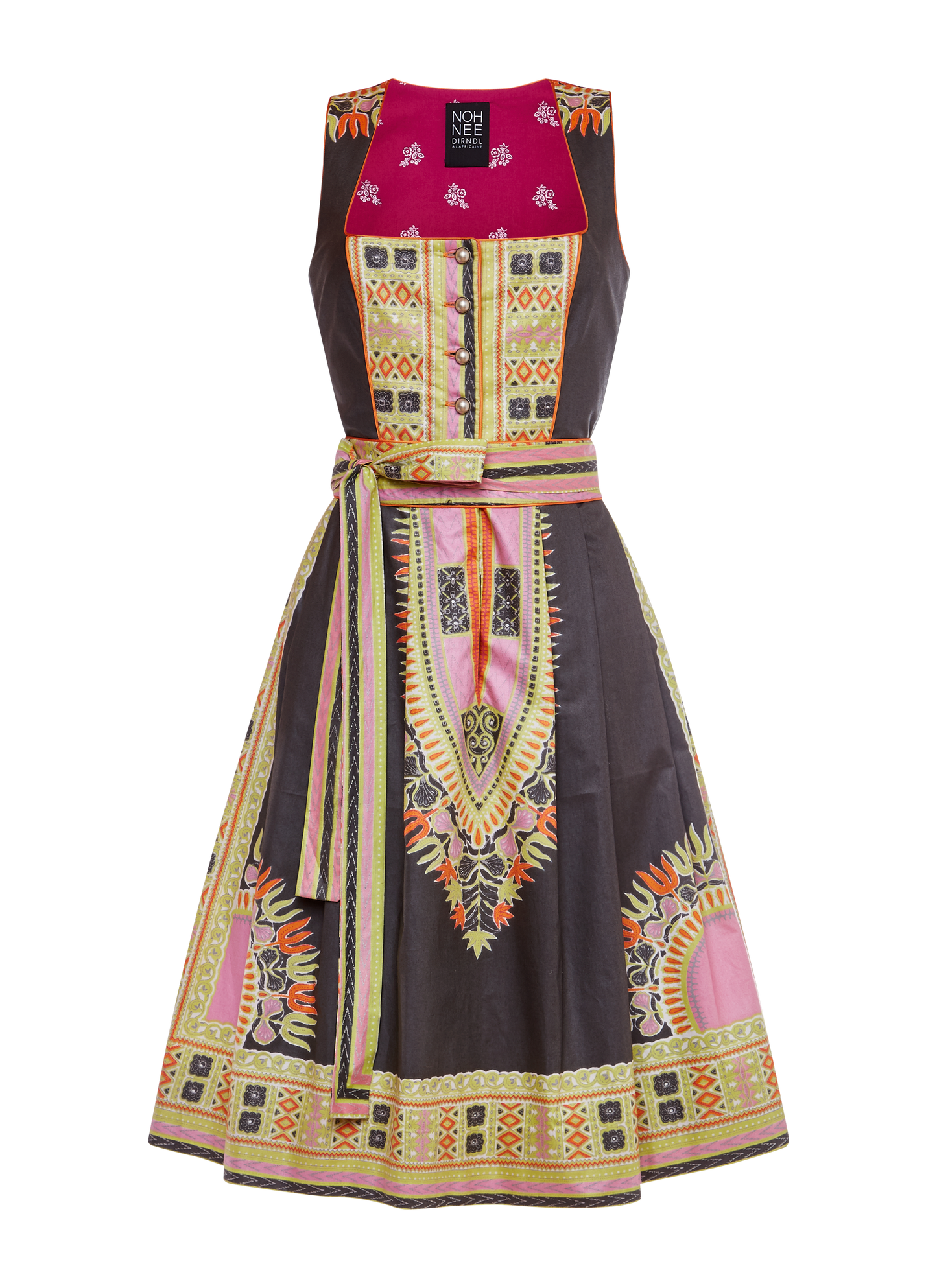 DIRNDL TÉRÉ | GRAU MIT ROSA ORNAMENTEN