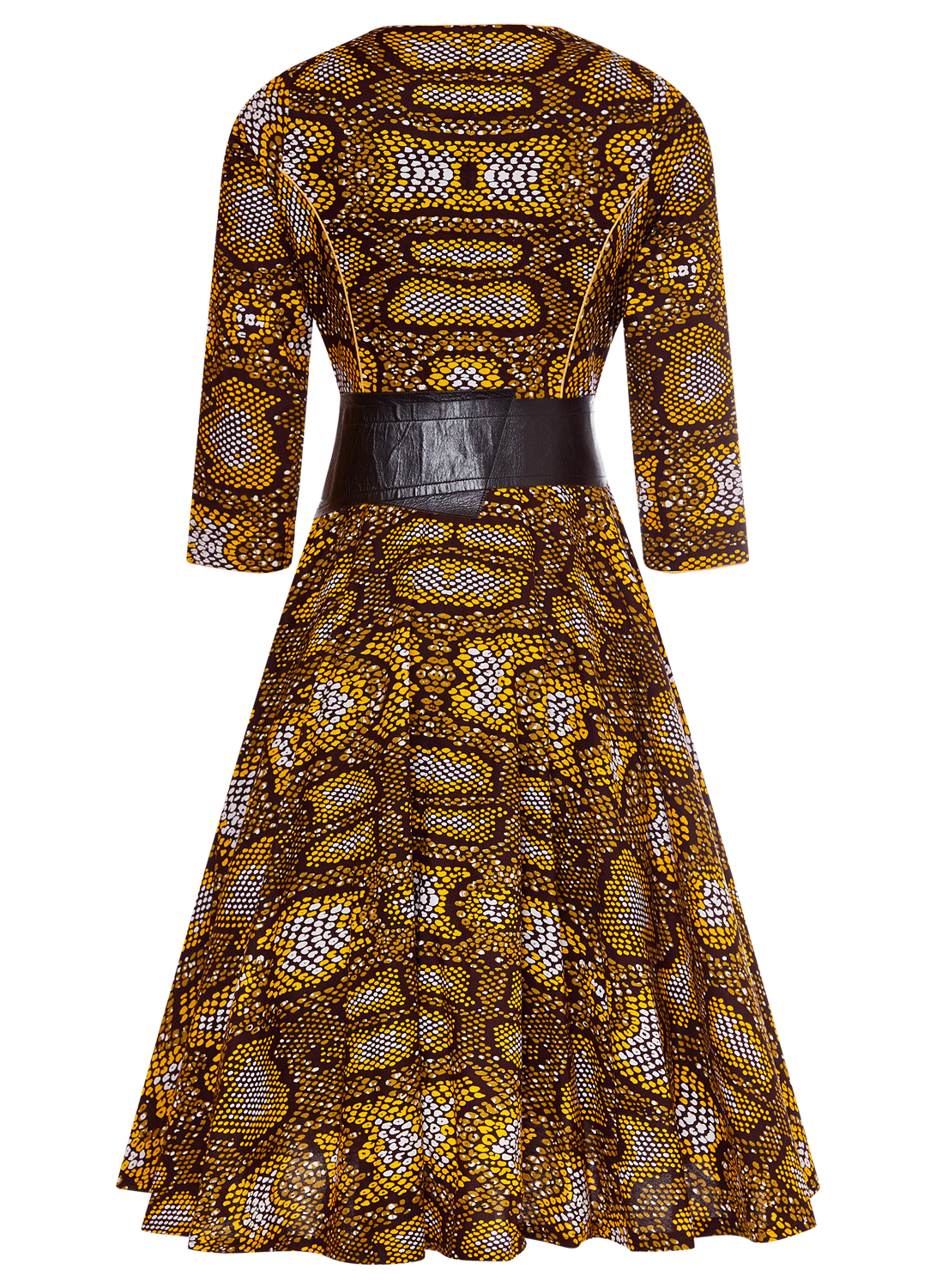 Kleid Karola | Schlangenmuster gelb braun