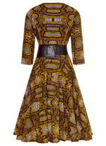 Kleid Karola | Schlangenmuster gelb braun