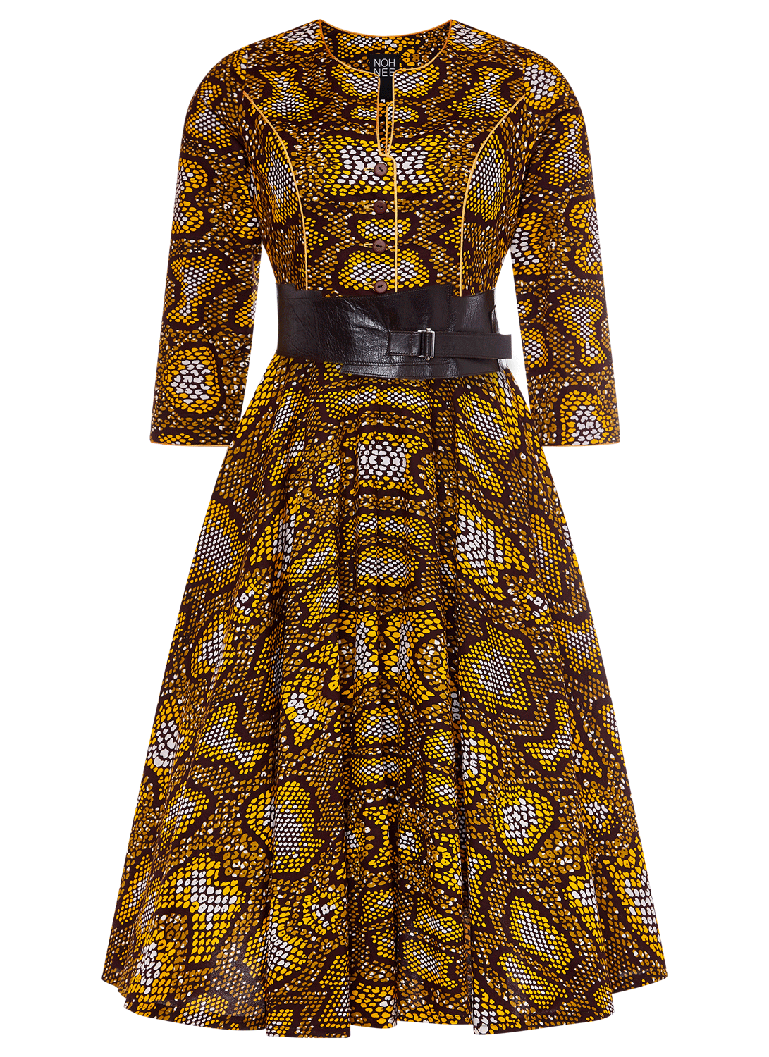 Kleid Karola | Schlangenmuster gelb braun