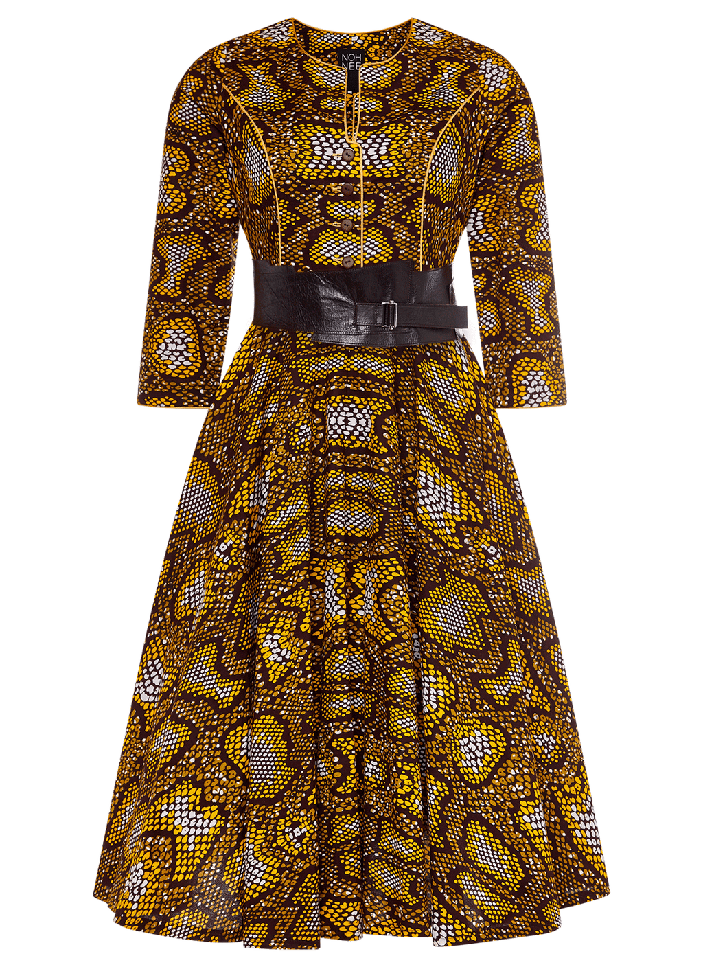 Kleid Karola | Schlangenmuster gelb braun