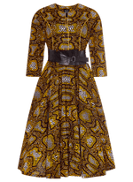 Kleid Karola | Schlangenmuster gelb braun